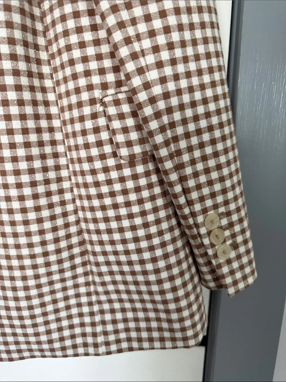 Mango Brown and White Gingham Blazer - Picture 6 of 7